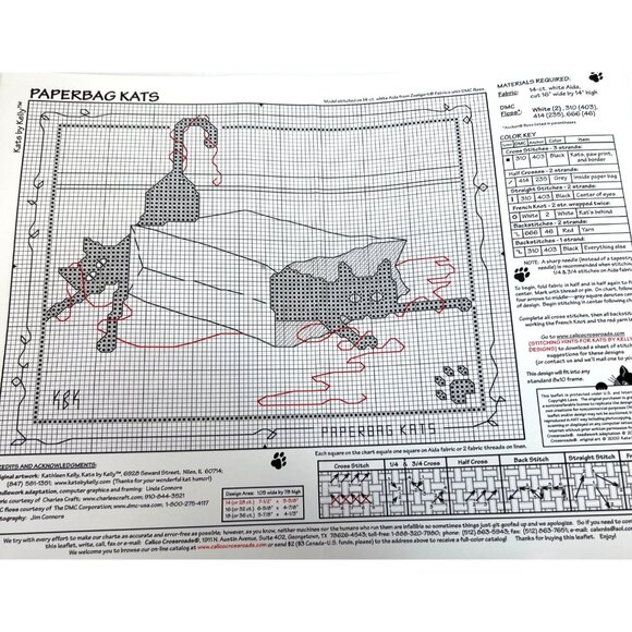 Calico Crossroads Paperbag Kats Cross Stitch Pattern Cats - Picture 3 of 3